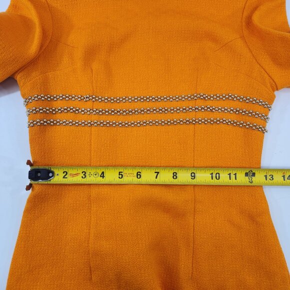Orange Mod Style Peacoat with Matching Dress Vtg Handmade Womens Extra Small - Picture 15 of 16